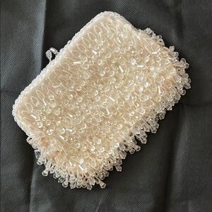Elegant Cream Beaded Evening Bag